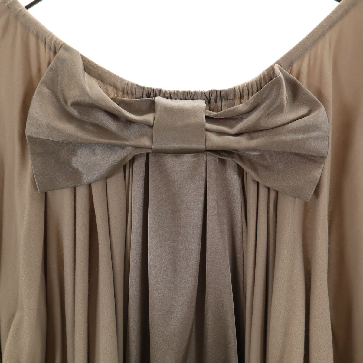 LANVIN en Bleu ランバンオンブルー 日本製 半袖 ドレープ ミニワンピース 38 グレージュ レディース