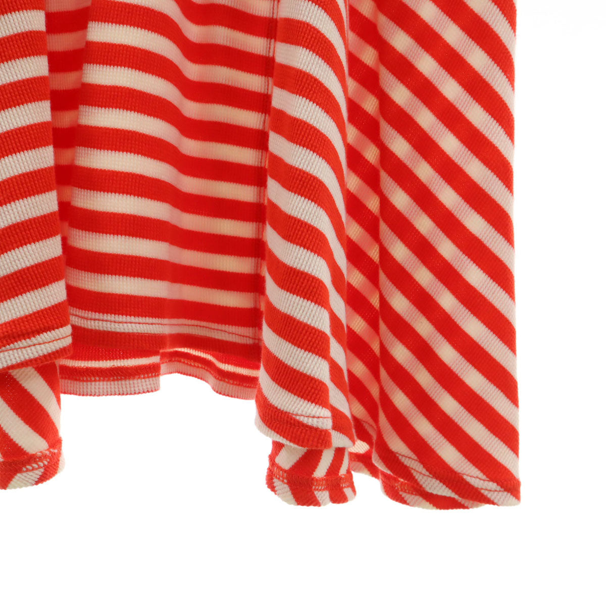 LAUREN RALPH LAUREN ローレンラルフローレン ボーダー柄 半袖 スキッパーカラー ニット ロングワンピース M オレンジ レディース