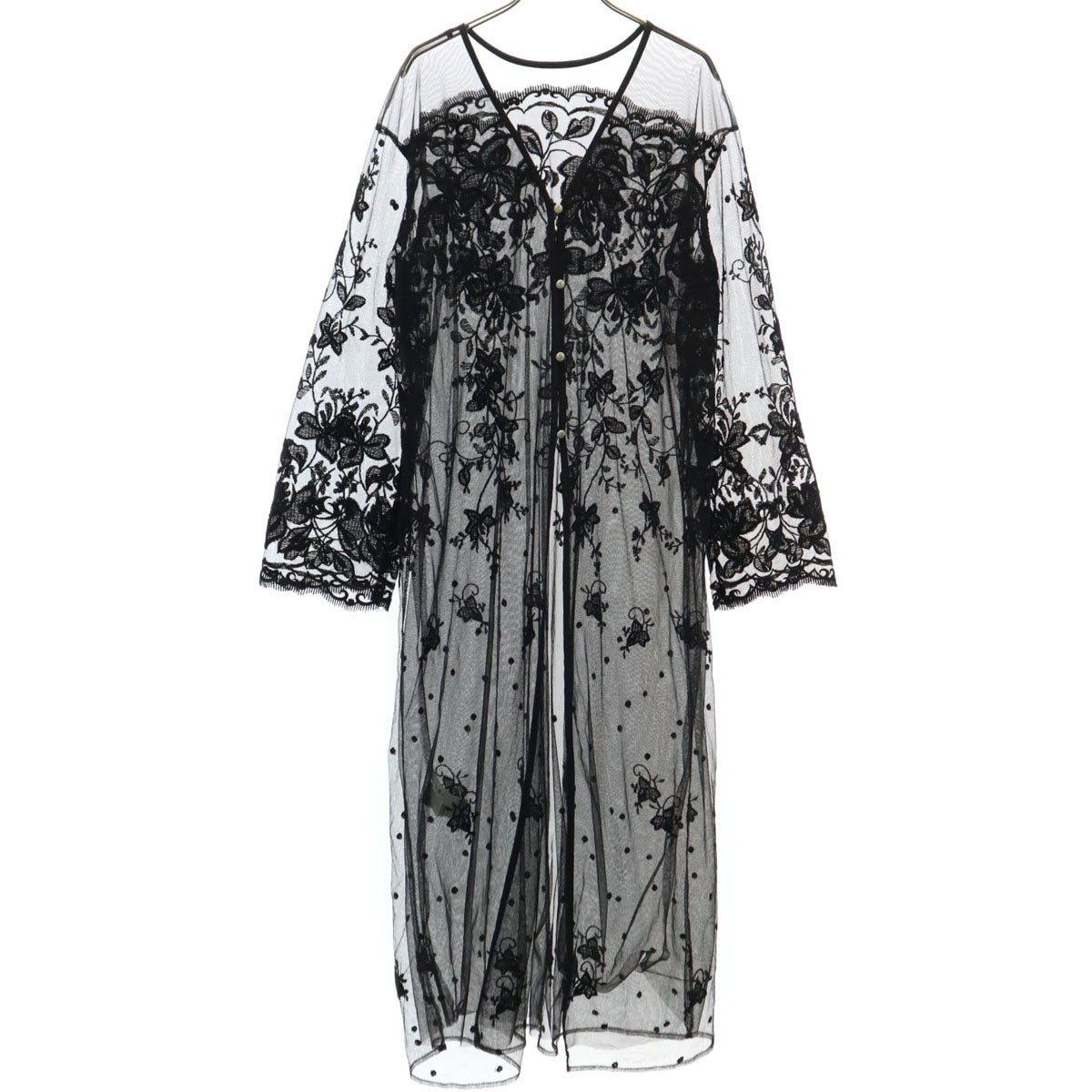 AMERI UNDRESSED アメリ 長袖 レース ロング カーディガン M 黒 レディース