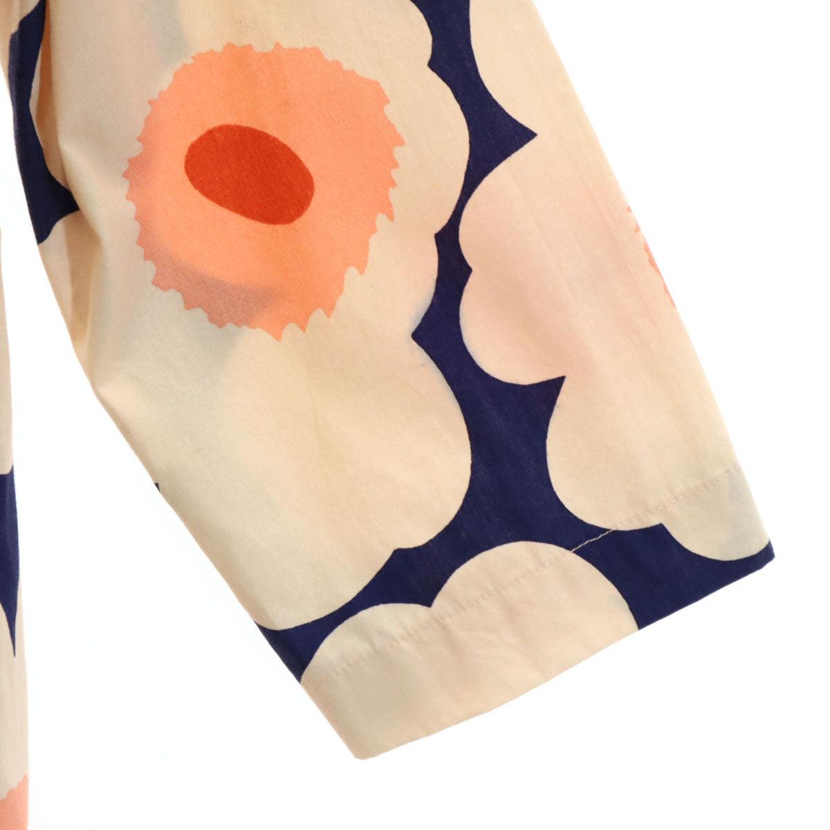 marimekko マリメッコ 花柄 7分袖 ワンピース 38 ネイビー系 レディース