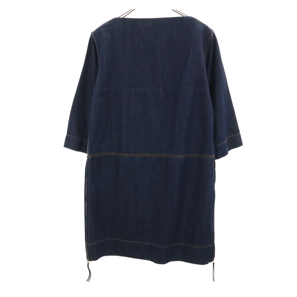 MARNI マルニ イタリア製 リネンブレンド 長袖 デニム 膝丈ワンピース 42 インディゴ レディース