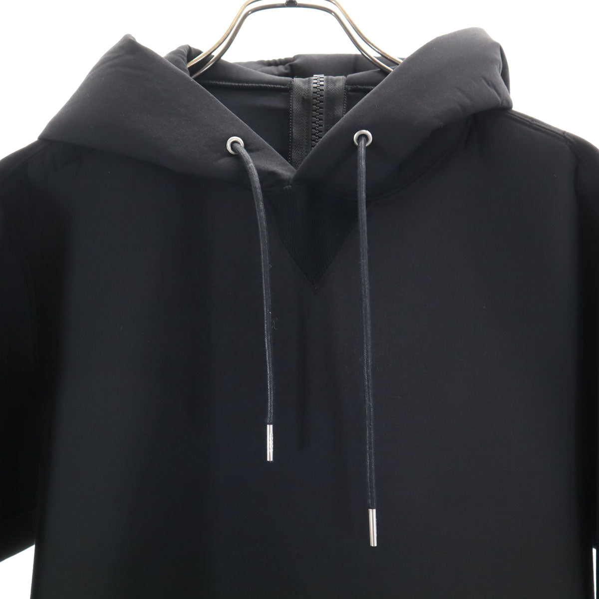 Sacai サカイ 日本製 23-06769 長袖 ボンディング ダンボールニット フーディー ワンピース 2 ブラック レディース