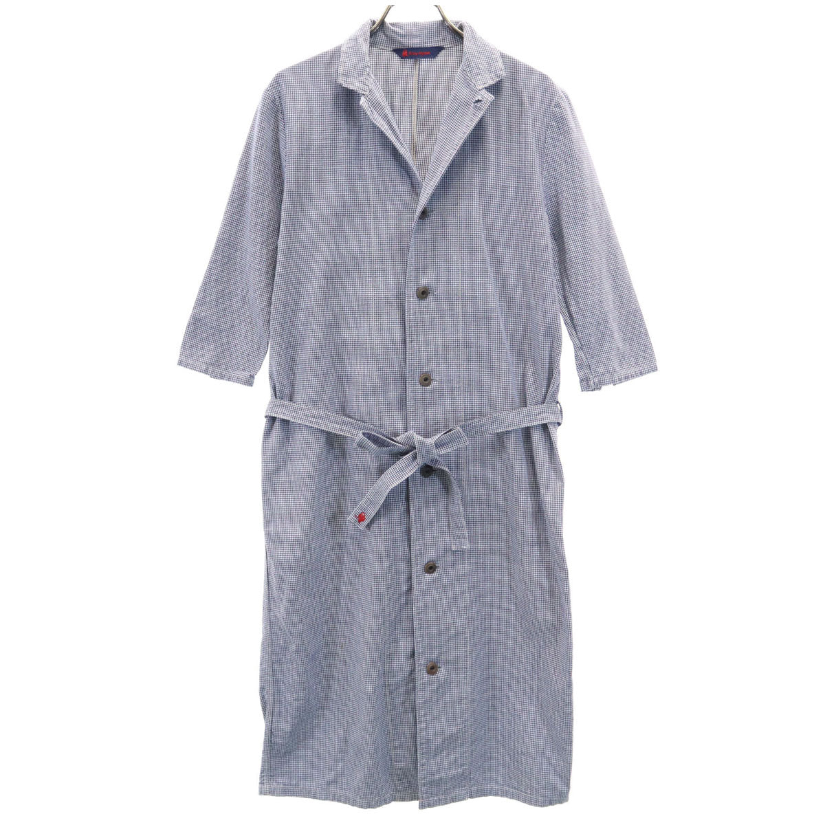 R by 45rpm アールバイフォーティファイブアールピーエム 日本製 千鳥柄 7分袖 シャツワンピース ネイビー系 レディース