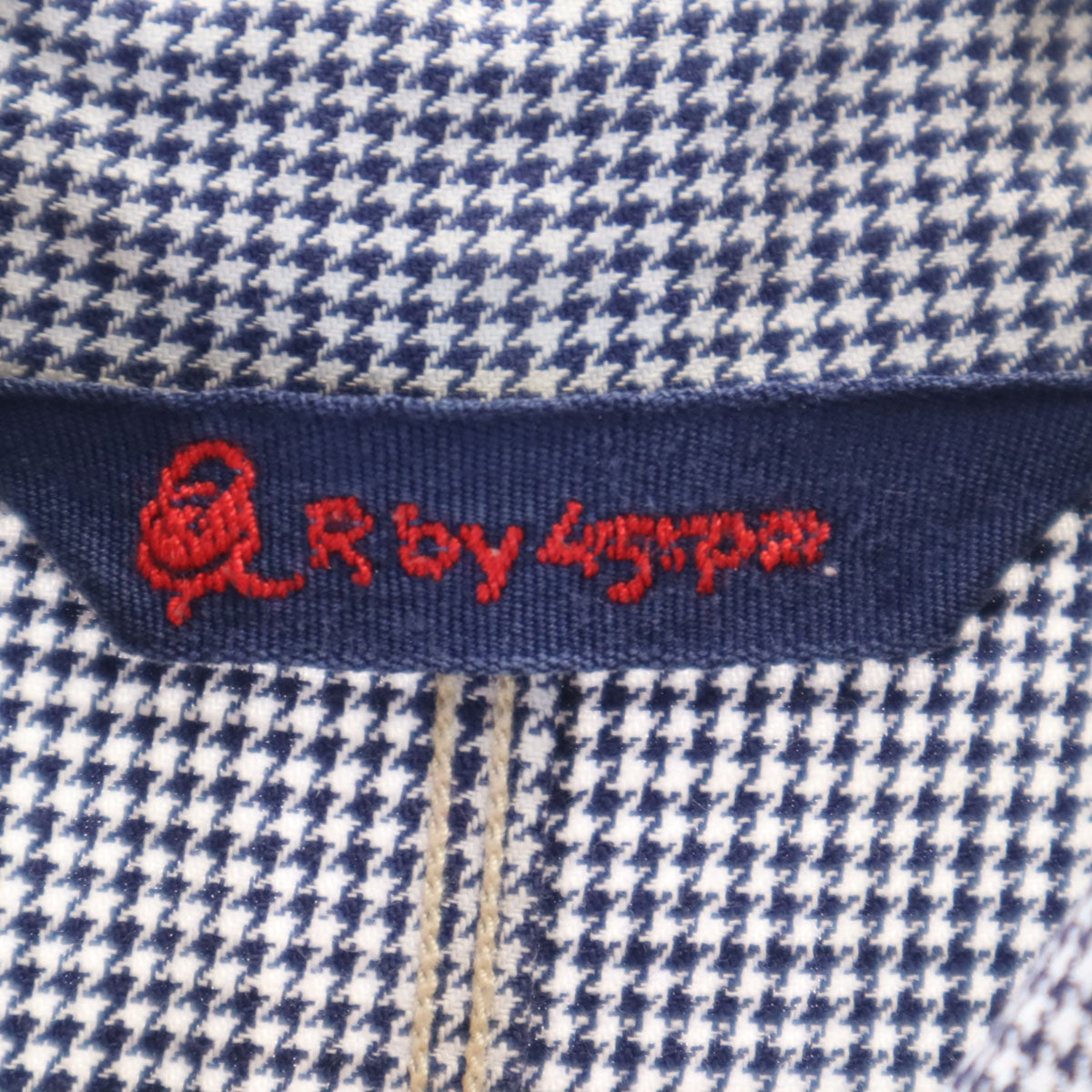 R by 45rpm アールバイフォーティファイブアールピーエム 日本製 千鳥柄 7分袖 シャツワンピース ネイビー系 レディース