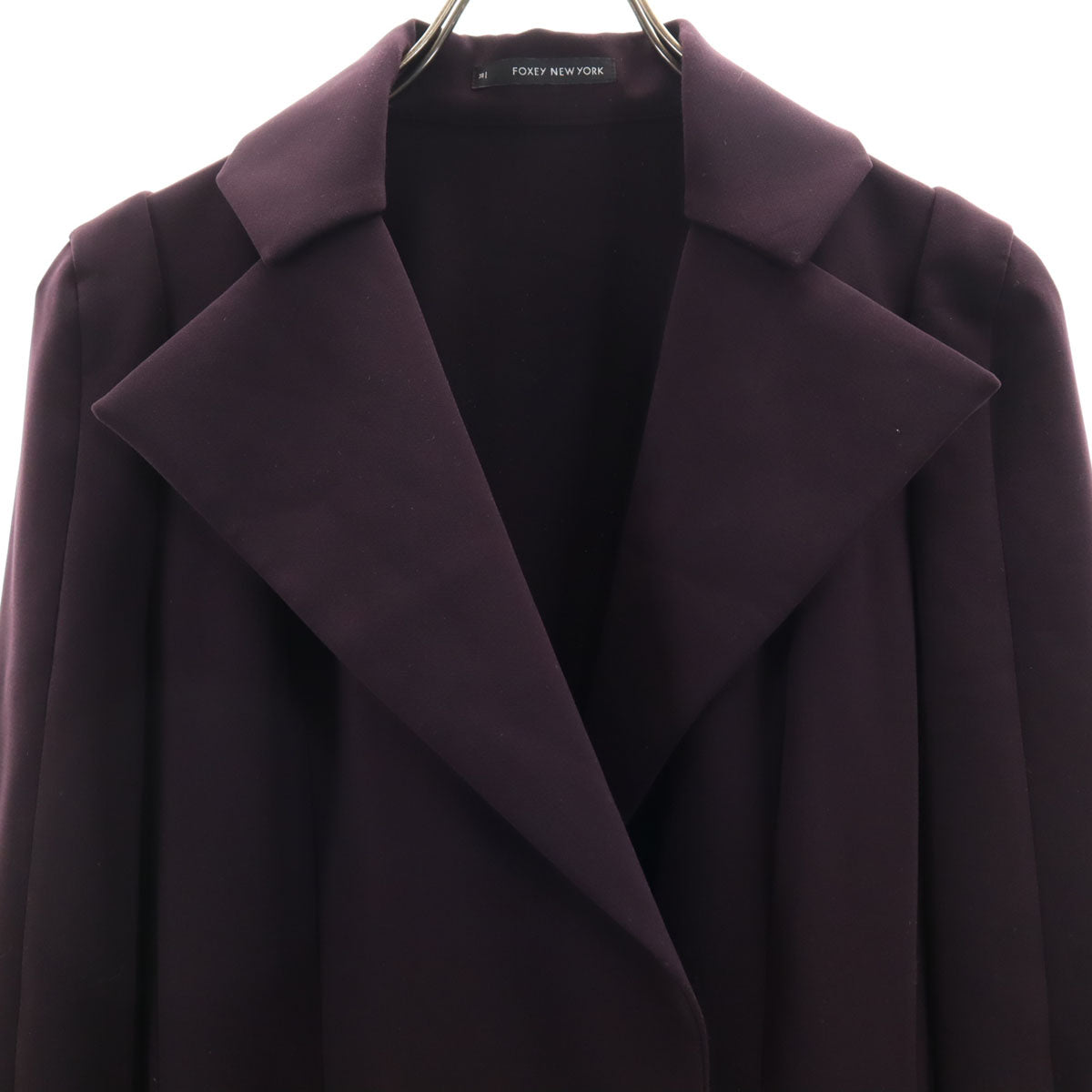 FOXEY NEW YORK フォクシーニューヨーク 日本製 オープンカラー コート パープル系 レディース