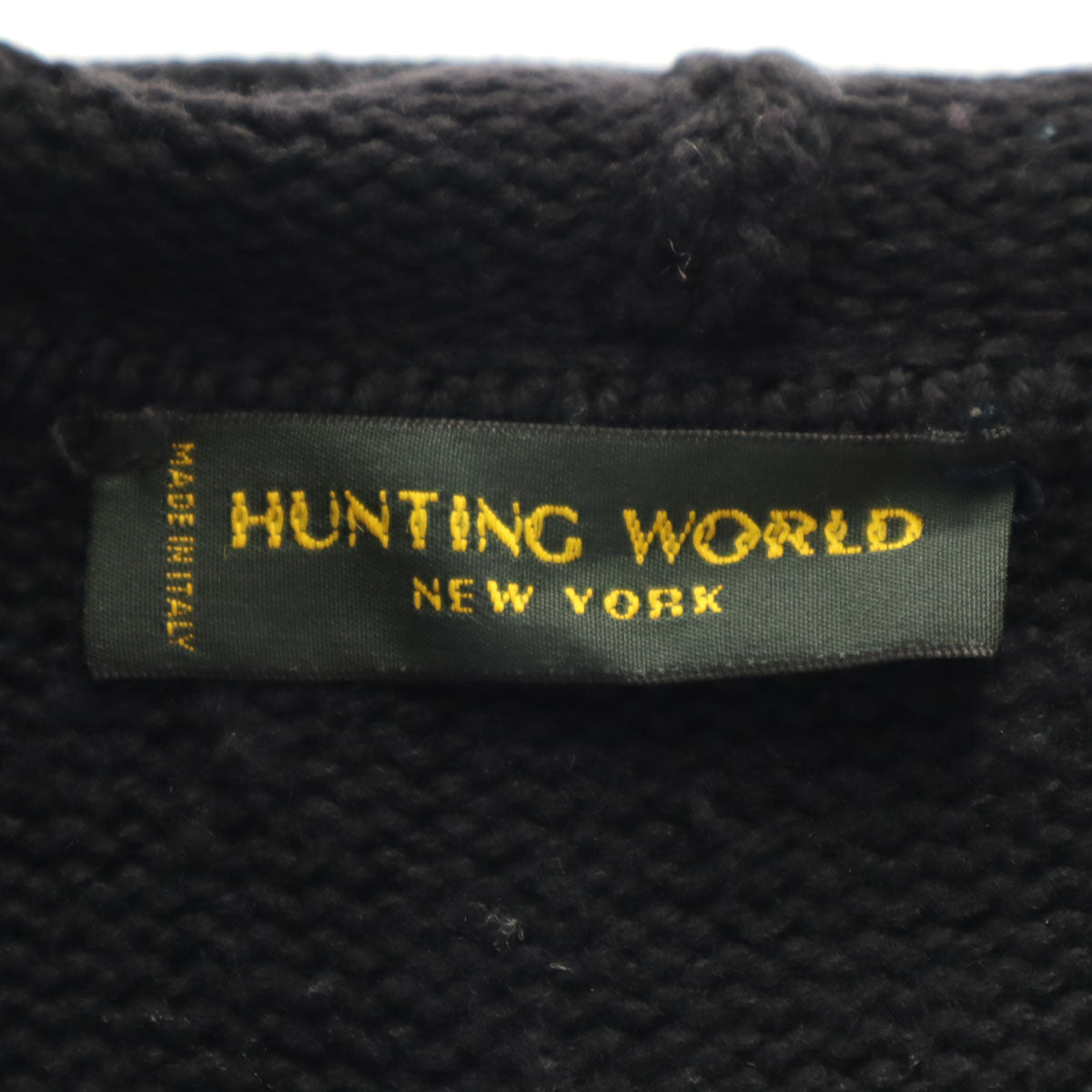 HUNTING WORLD ハンティングワールド イタリア製 長袖 ロング ニットカーディガン 38 ブラック レディース