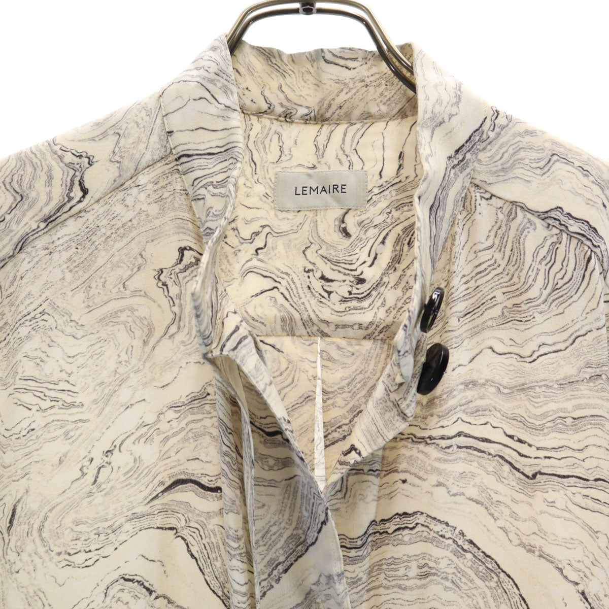 LEMAIRE ルメール シルク ハンガリー製 総柄 長袖 ワンピース クリーム レディース