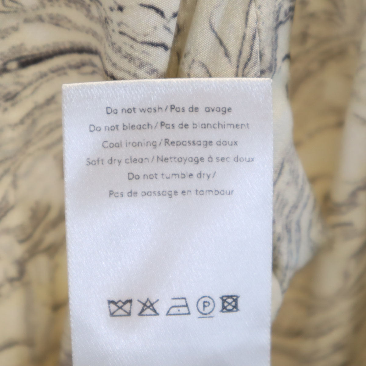 LEMAIRE ルメール シルク ハンガリー製 総柄 長袖 ワンピース クリーム レディース