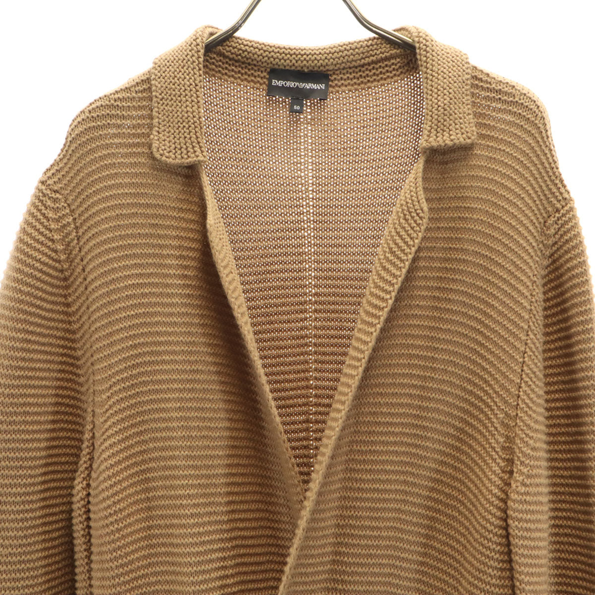 Emporio Armani エンポリオアルマーニ 長袖 ダブルブレスト ニットカーディガン 50 ベージュブラウン メンズ