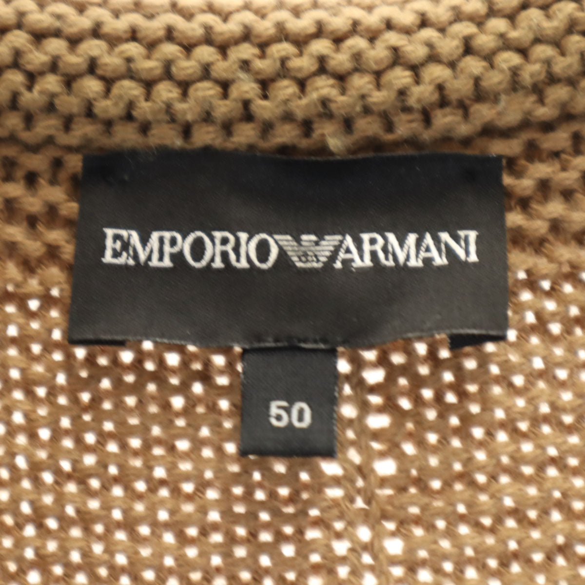 Emporio Armani エンポリオアルマーニ 長袖 ダブルブレスト ニットカーディガン 50 ベージュブラウン メンズ