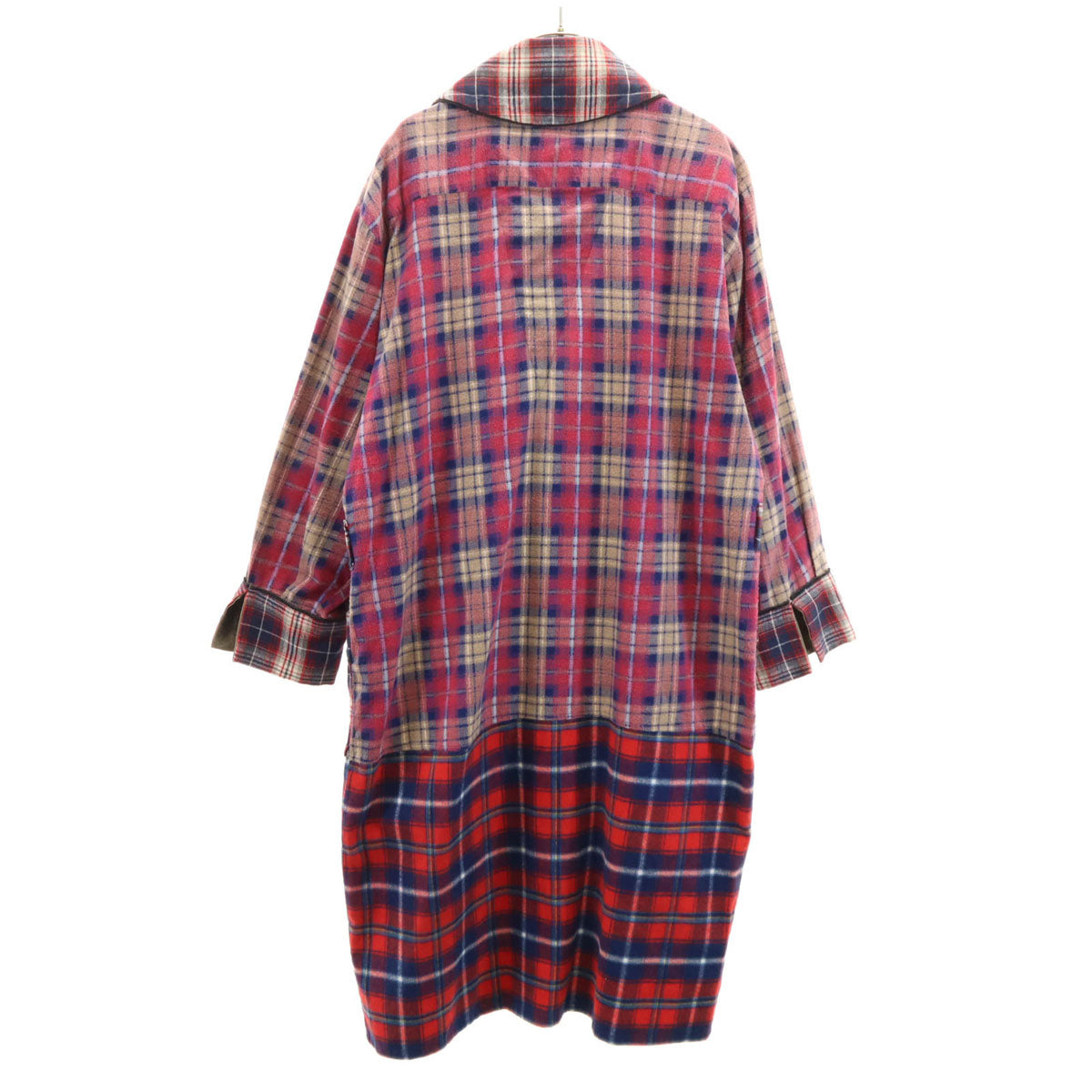 77circa ナナナナサーカ 日本製 チェック柄 長袖 フランネル ガウンコート ピンク系 メンズ