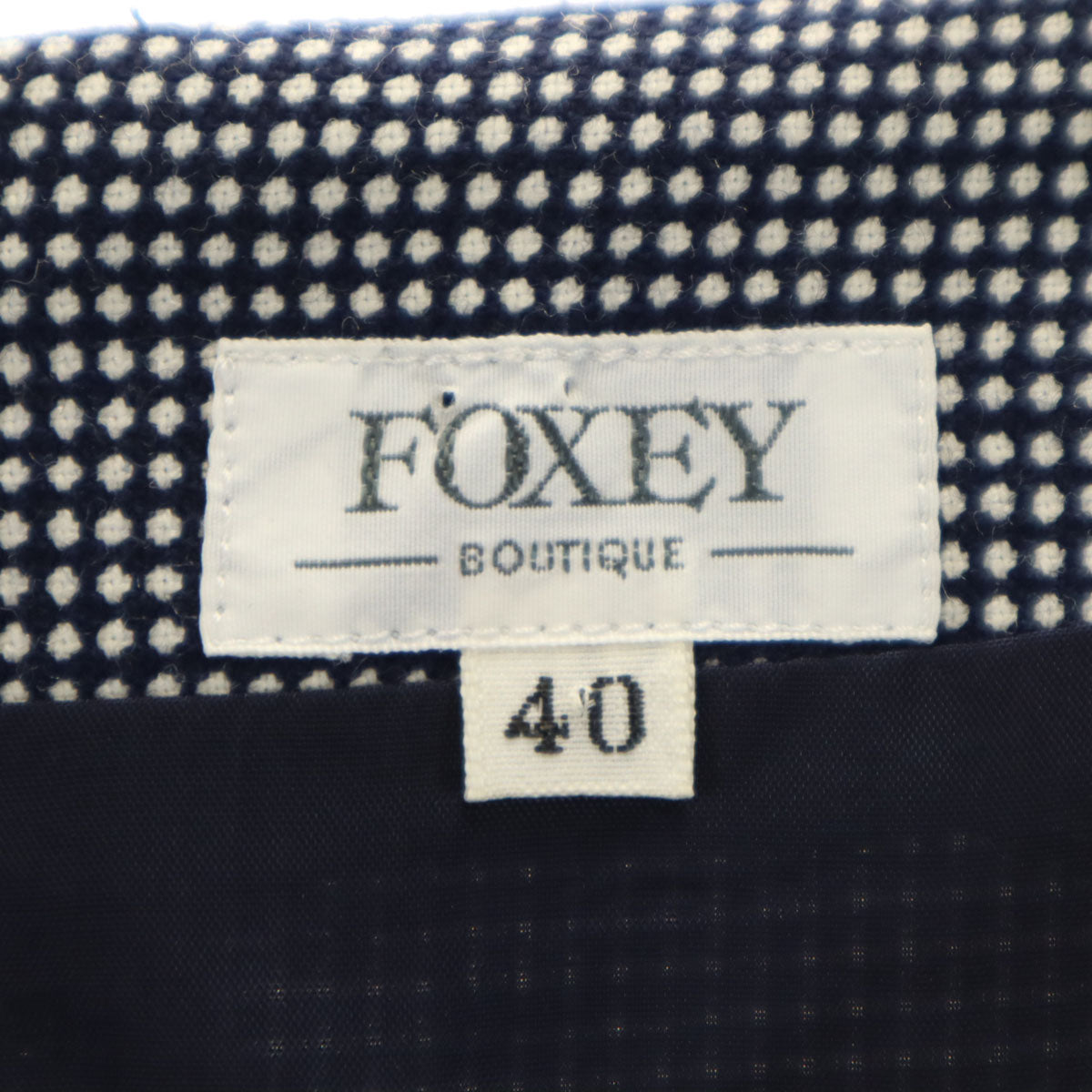 FOXEY フォクシー 日本製 ウール 7分袖 膝丈ワンピース 40 黒系 レディース