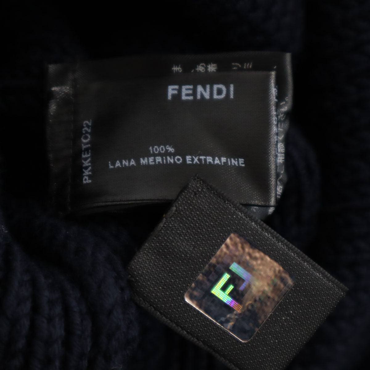 FENDI フェンディ イタリア製 長袖 ニット ワンピース 40 ネイビー レディース