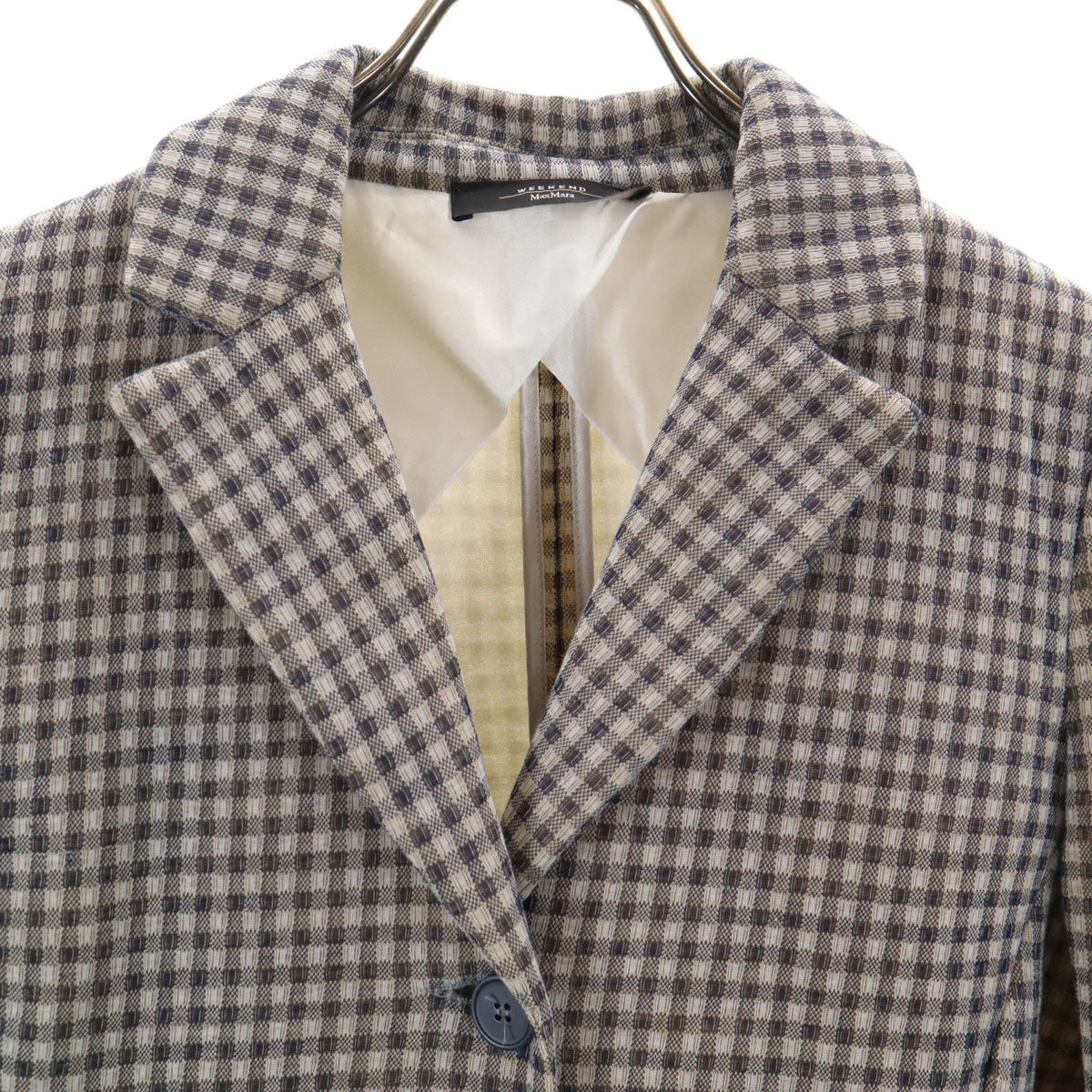 WEEKEND MaxMara ウィークエンドマックスマーラ チェック柄 ボンディング チェスターコート S ネイビー レディース