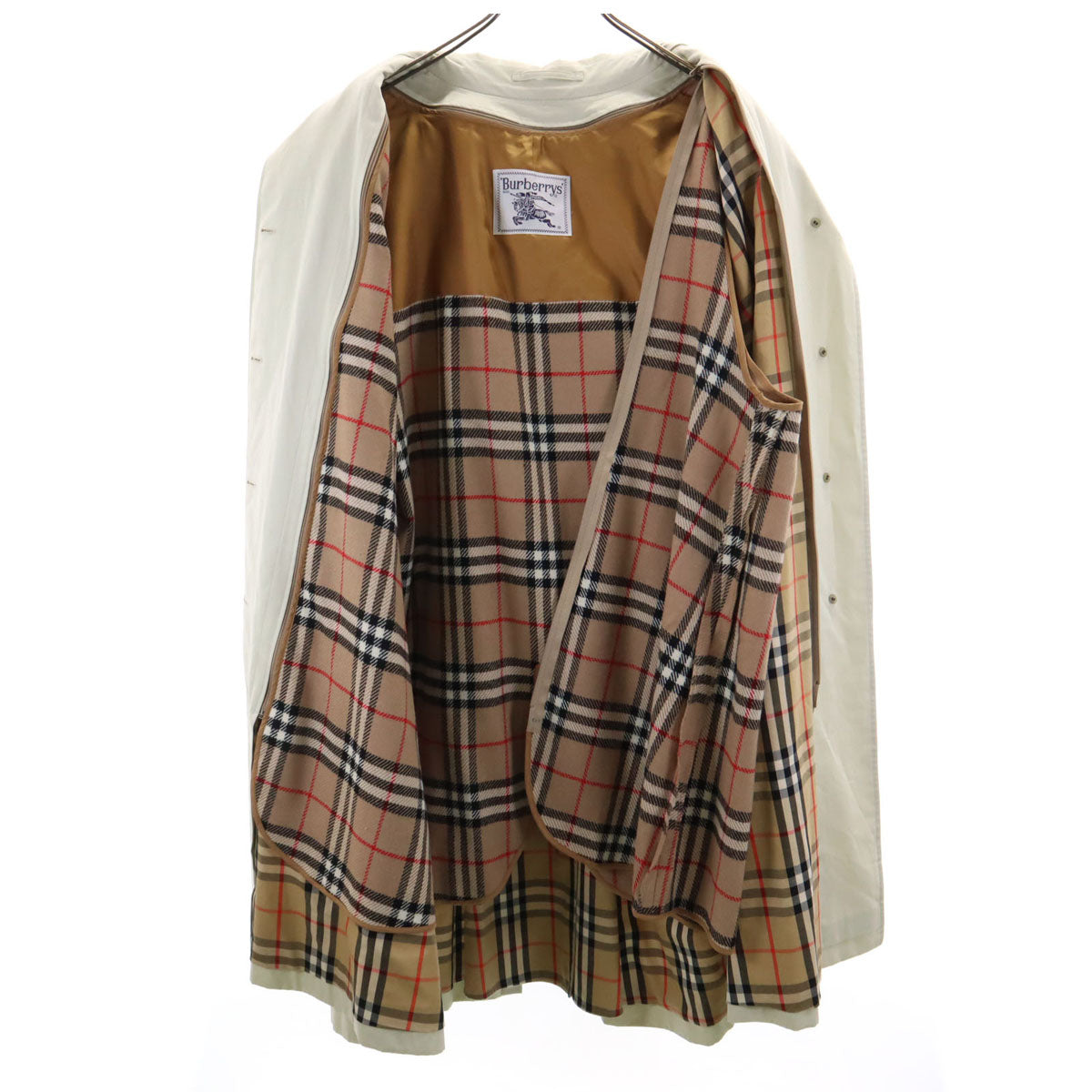 Burberrys バーバリーズ 90s オールド ステンカラーコート 7AR アイボリー ベストライナー付き レディース