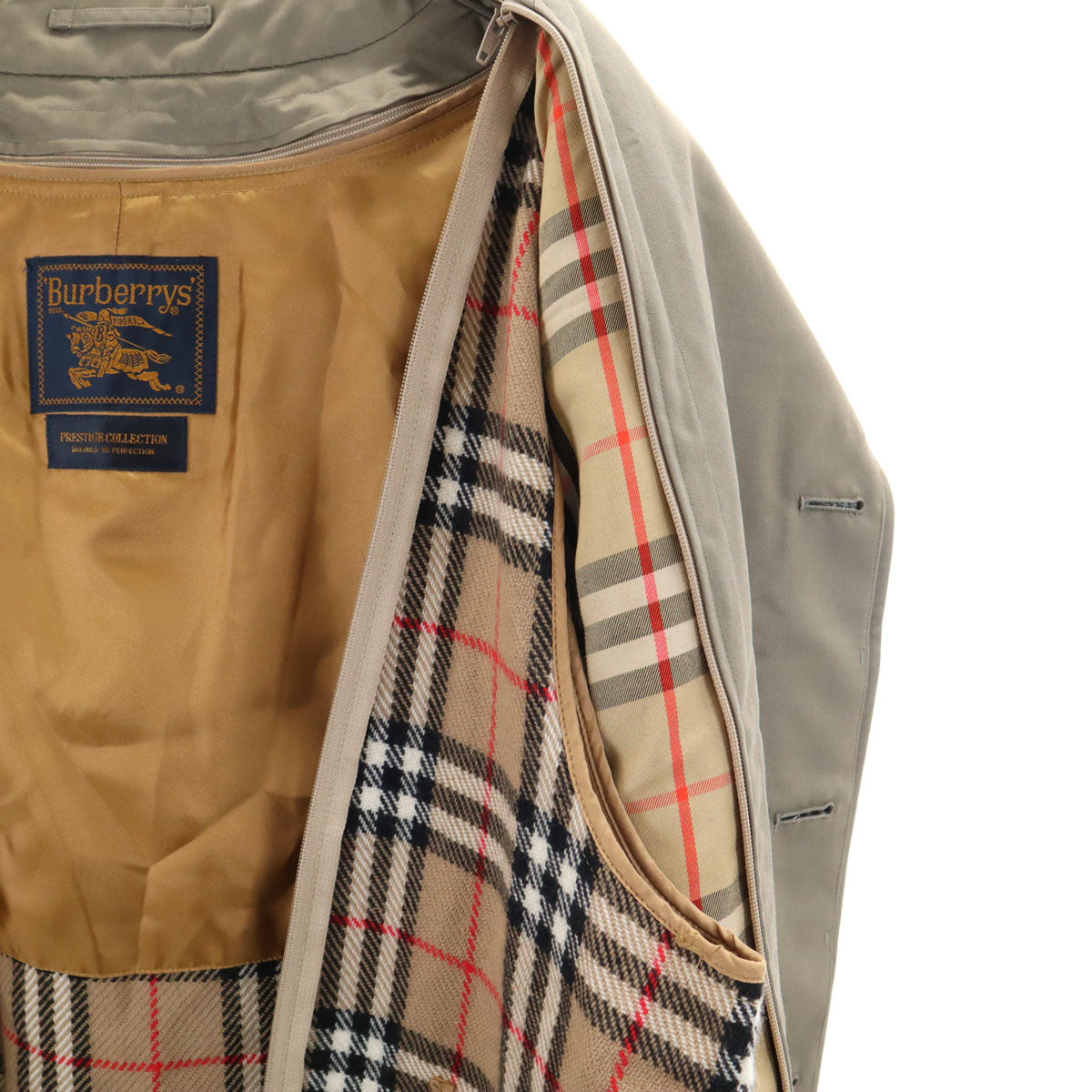 Burberrys バーバリーズ 90s 日本製 シルクブレンド オールド ステンカラーコート 92-170 ベージュ系 ベストライナー付き メンズ