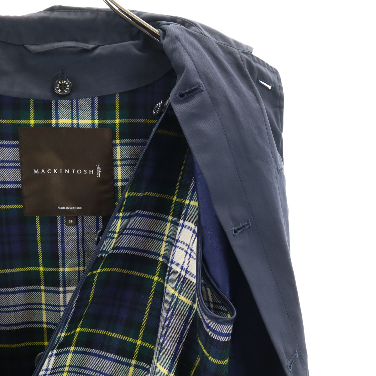 Mackintosh マッキントッシュ スコットランド製 ステンカラーコート 36 ネイビー ベストライナー付き メンズ