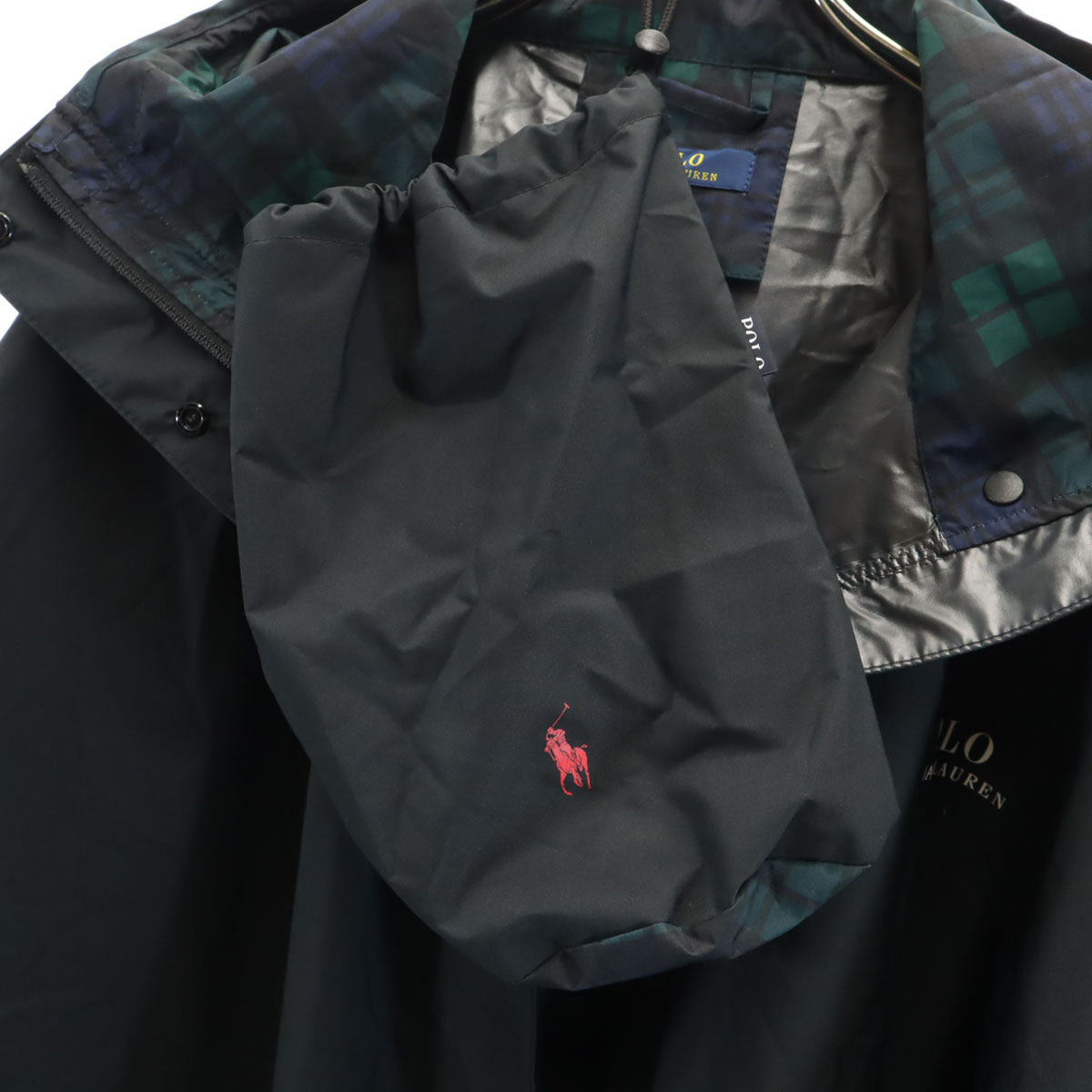 POLO RALPH LAUREN ポロラルフローレン レインコート M ブラック系 収納袋付き レディース