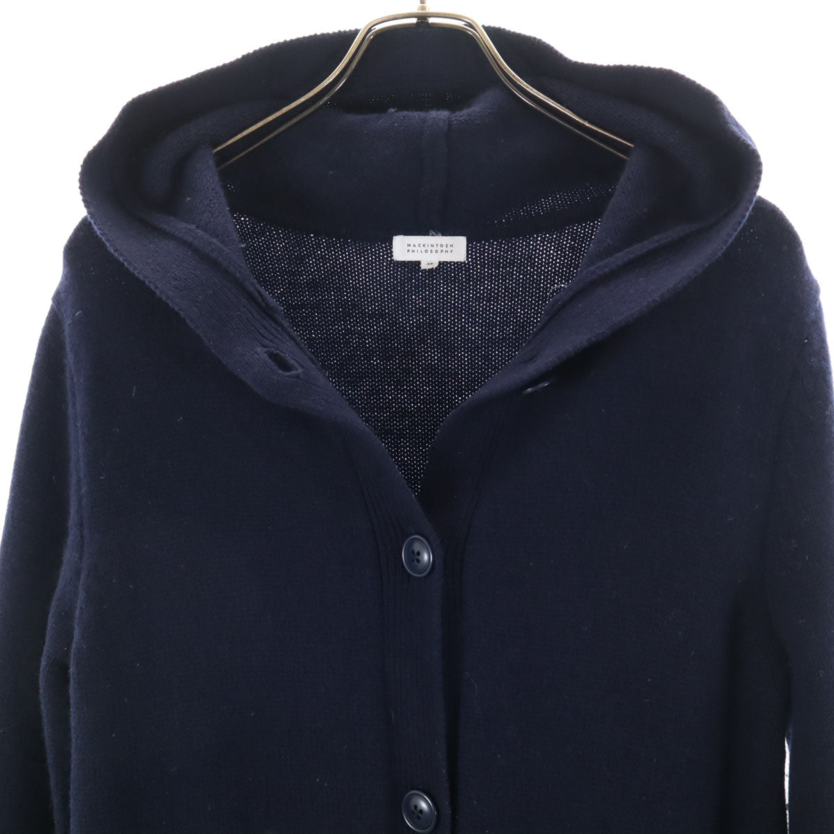 MACKINTOSH PHILOSOPHY マッキントッシュフィロソフィー ウール 長袖 ロング ニットカーディガン 38 ネイビー レディース