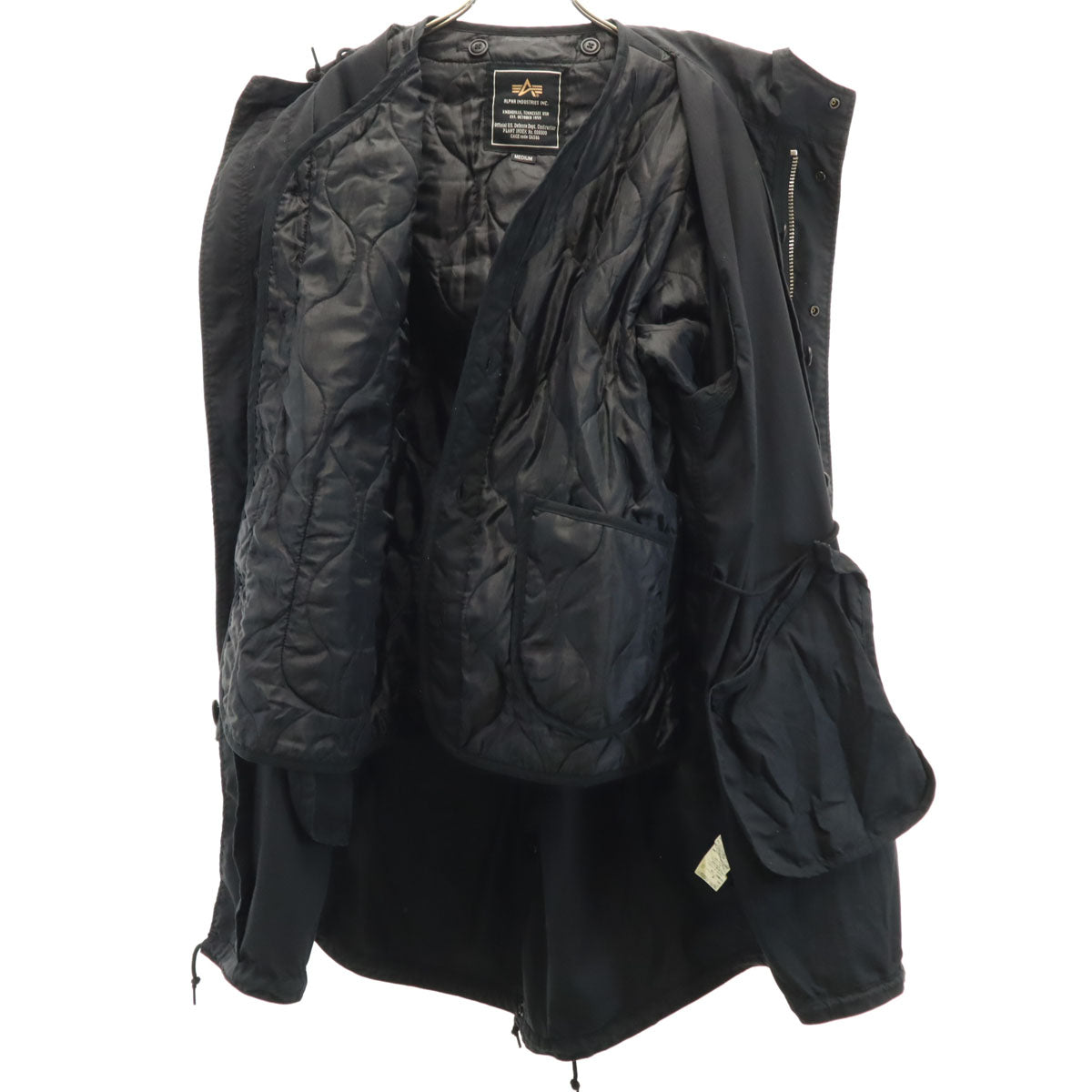 ALPHA アルファ SHIPS シップス別注 モッズコート M ブラック系 キルティングライナー付き メンズ
