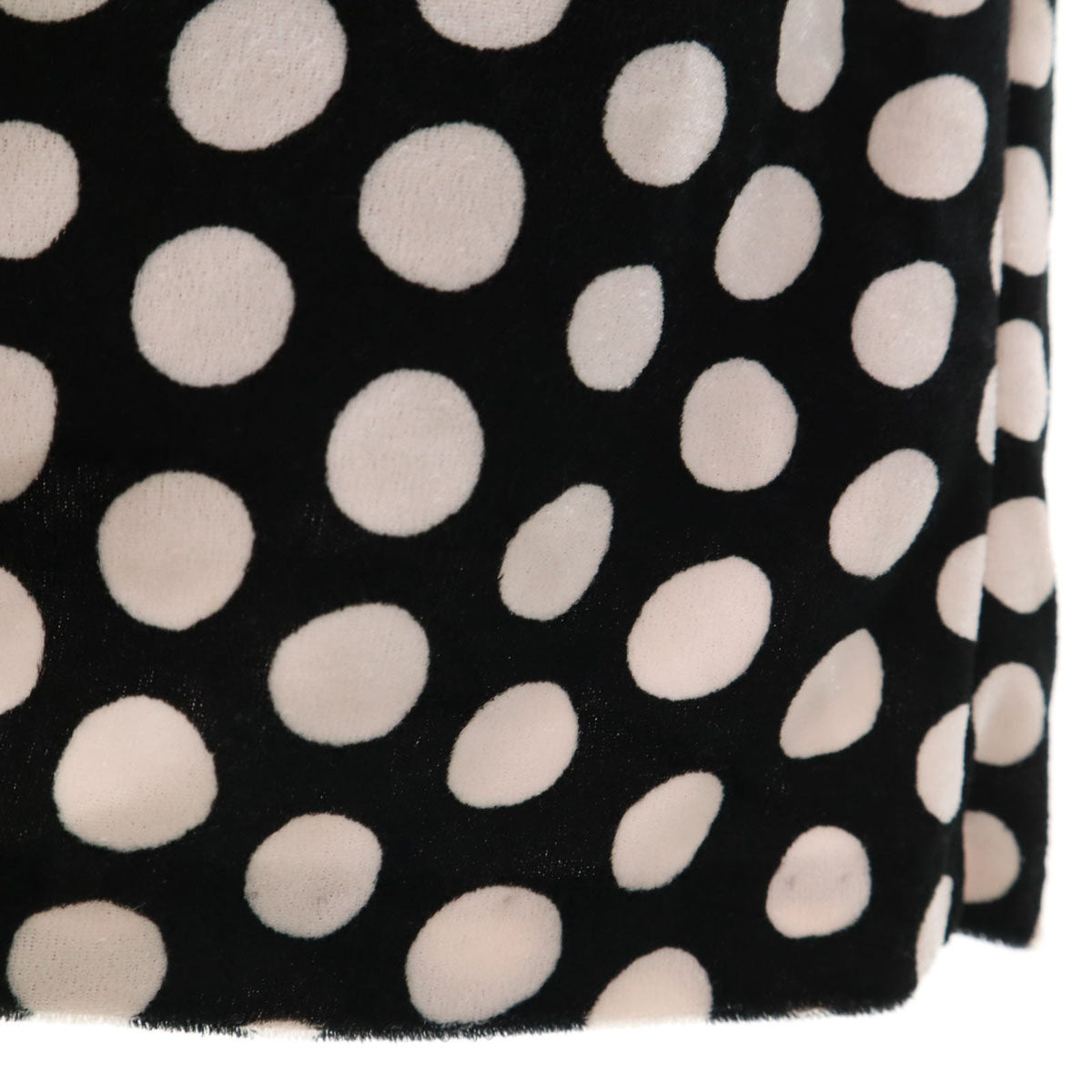 ANAYI アナイ 日本製 ドット柄 長袖 ベロア調 ワンピース 38 ブラック系 水玉 レディース