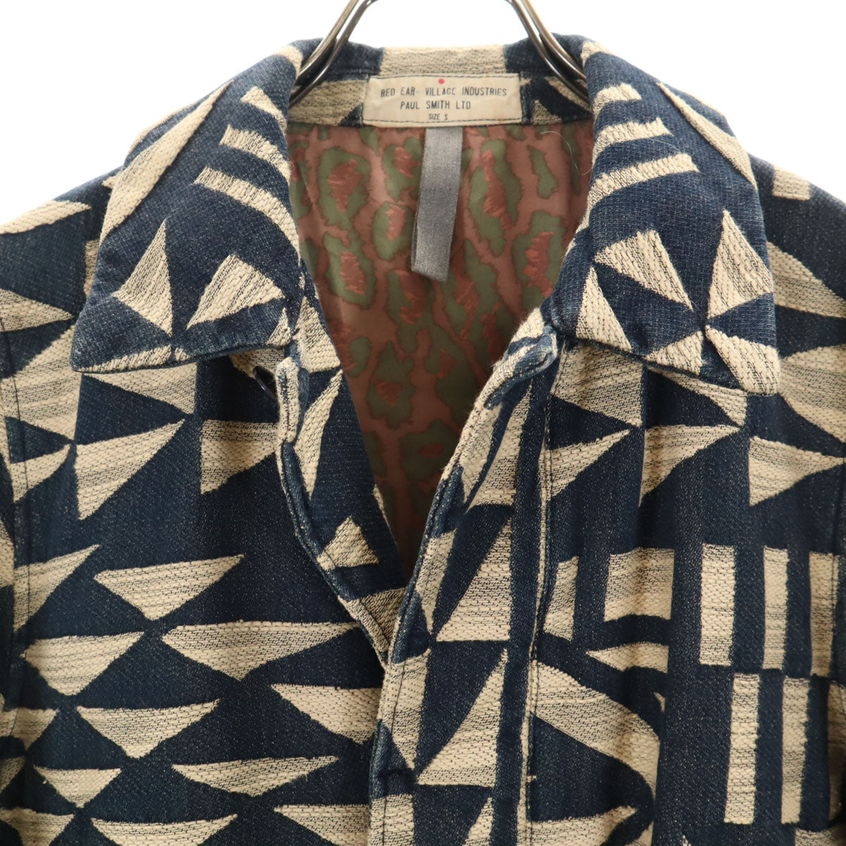 Paul Smith ポールスミス 日本製 総柄 ステンカラーコート S ネイビー系 RED EAR メンズ