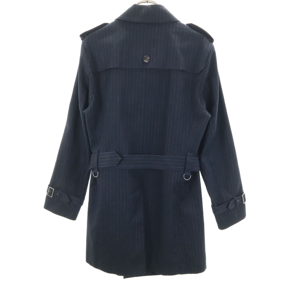 BURBERRY BLACK LABEL バーバリーブラックレーベル 日本製 ストライプ柄 トレンチコート M ネイビー 三陽商会 メンズ