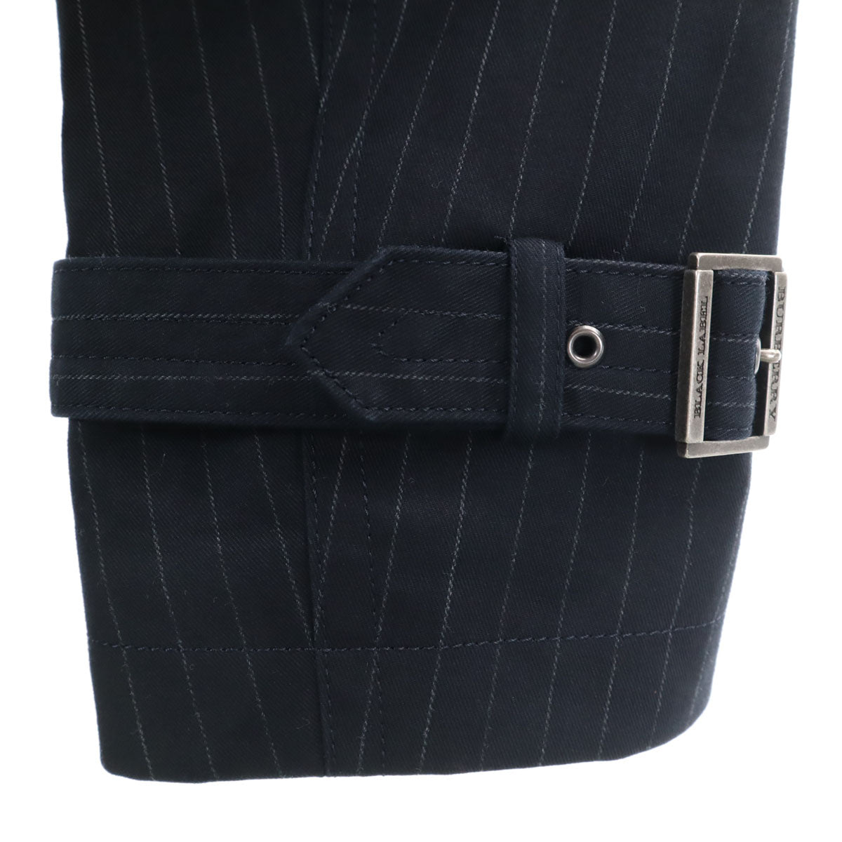 BURBERRY BLACK LABEL バーバリーブラックレーベル 日本製 ストライプ柄 トレンチコート M ネイビー 三陽商会 メンズ