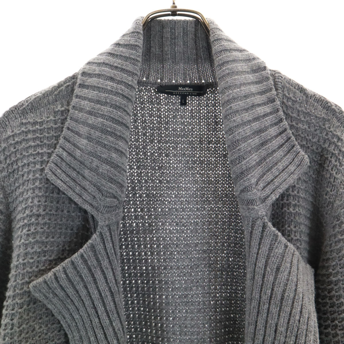 Max Mara WEEKEND LINE マックスマーラ ウィークエンド カシミヤブレンド 長袖 ロング ニットカーディガン L グレー メンズ