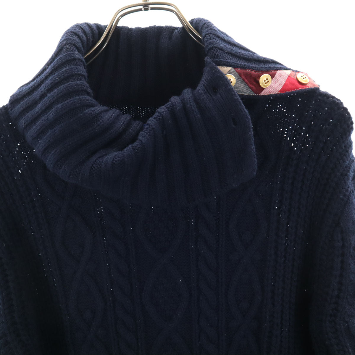 BLUE LABEL CRESTBRIDGE ブルーレーベルクレストブリッジ ウールブレンド 長袖 タートルネック ニット ワンピース 38 ネイビー 三陽商会 レディース