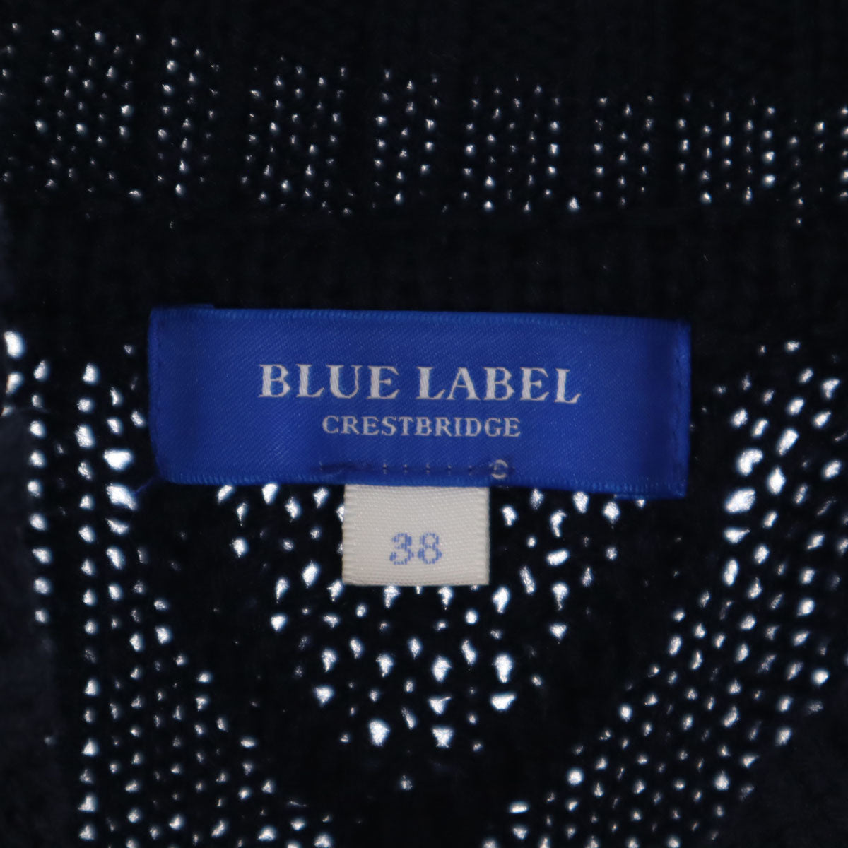 BLUE LABEL CRESTBRIDGE ブルーレーベルクレストブリッジ ウールブレンド 長袖 タートルネック ニット ワンピース 38 ネイビー 三陽商会 レディース