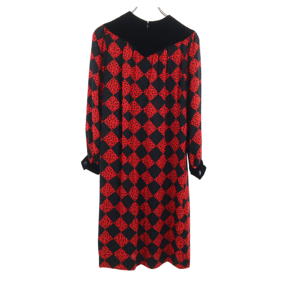 GIVENCHY ジバンシィ 90s 日本製 シルク オールド 総柄 長袖 ワンピース 8 ブラック レディース