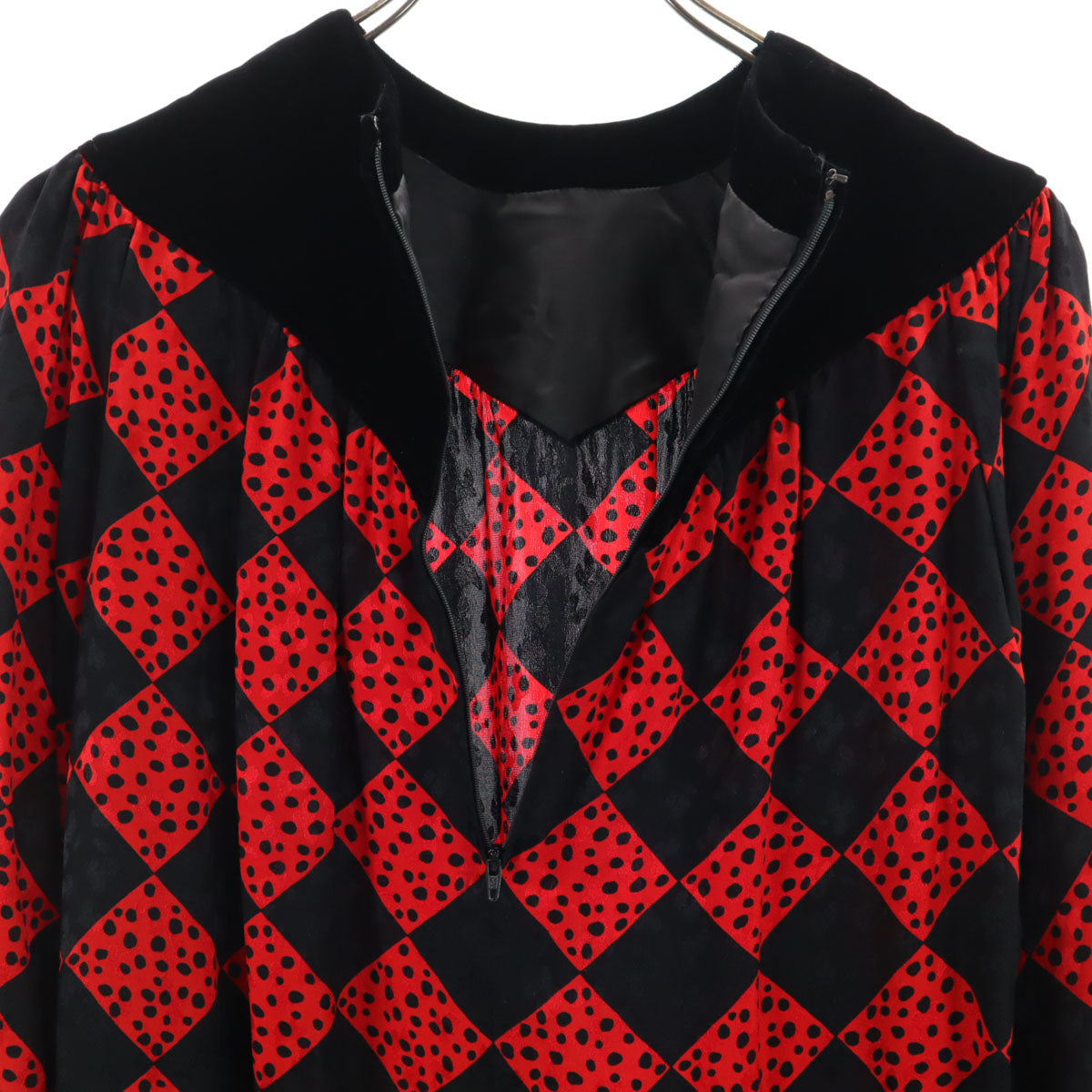 GIVENCHY ジバンシィ 90s 日本製 シルク オールド 総柄 長袖 ワンピース 8 ブラック レディース