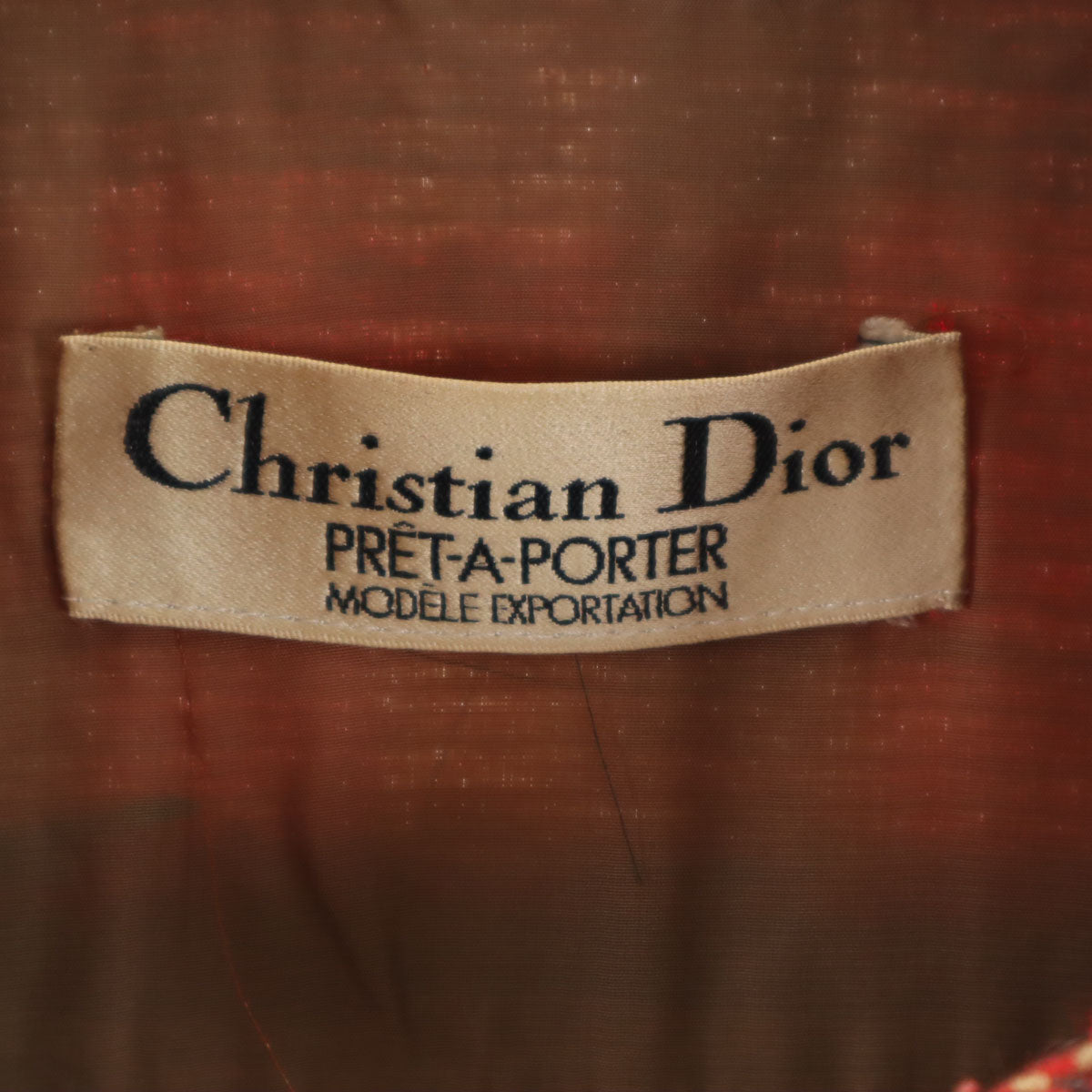 Christian Dior PRET-A-PORTER クリスチャンディオール プレタポルテ 90s オールド チェック柄 ウールコート レッド系 レディース