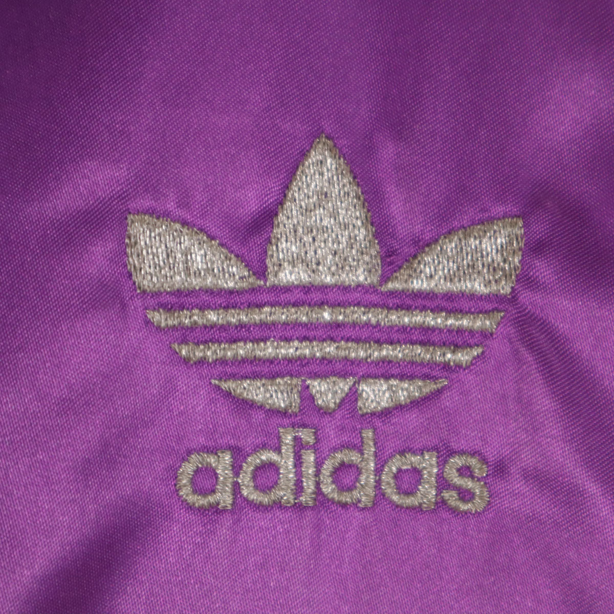 adidas アディダス 80s トレフォイルロゴ デサント製 ヴィンテージ バックプリント ベンチコート M パープル系 裏ボア メンズ