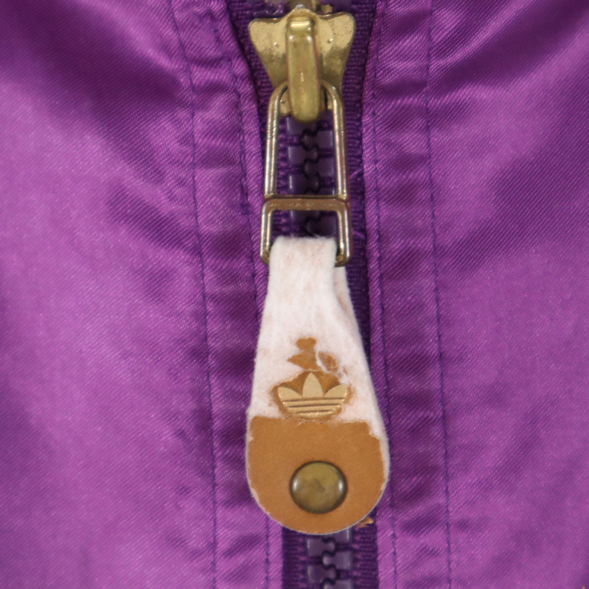 adidas アディダス 80s トレフォイルロゴ デサント製 ヴィンテージ バックプリント ベンチコート M パープル系 裏ボア メンズ