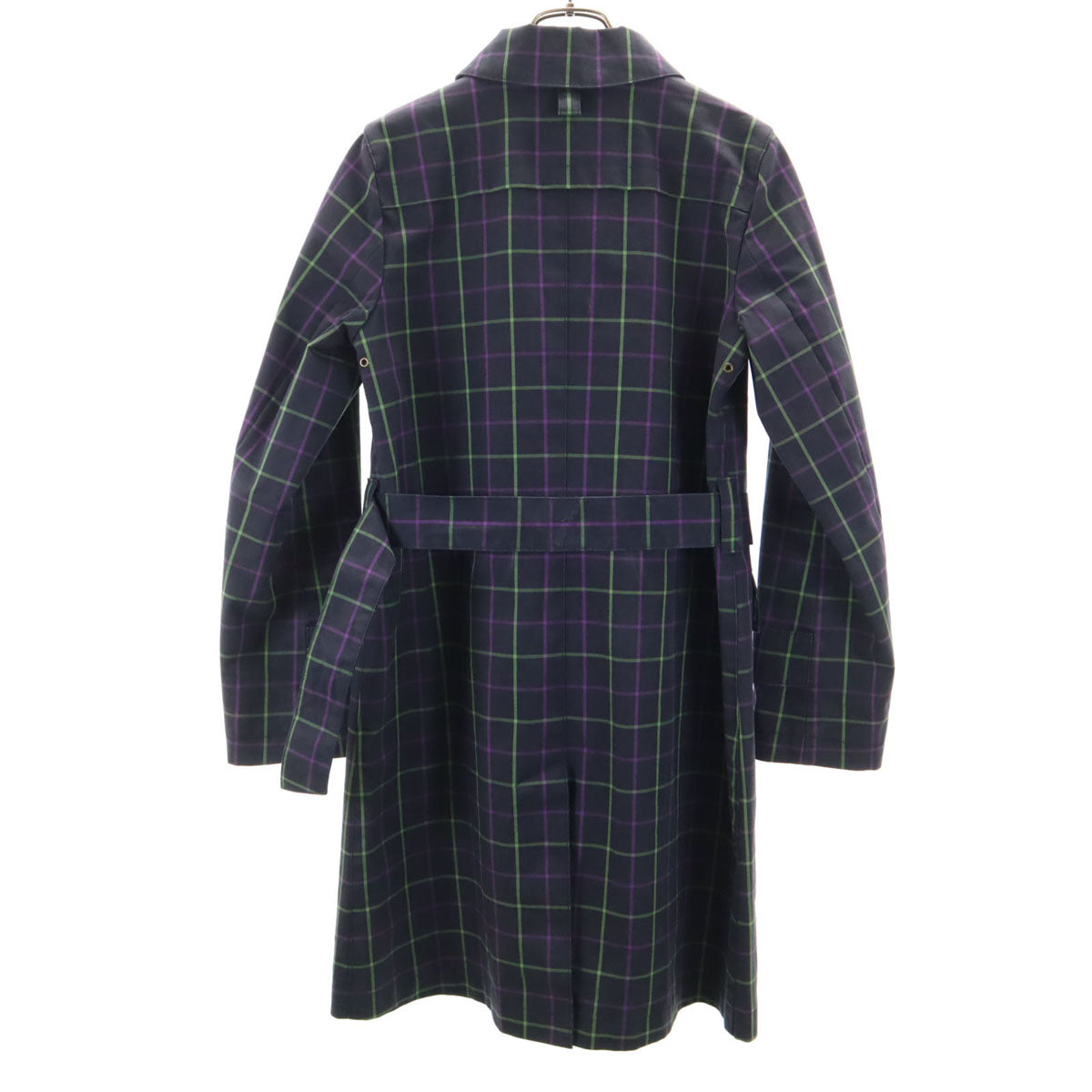 MACKINTOSH PHILOSOPHY マッキントッシュフィロソフィー 日本製 チェック柄 ステンカラーコート 38 チャコールグレー レディース