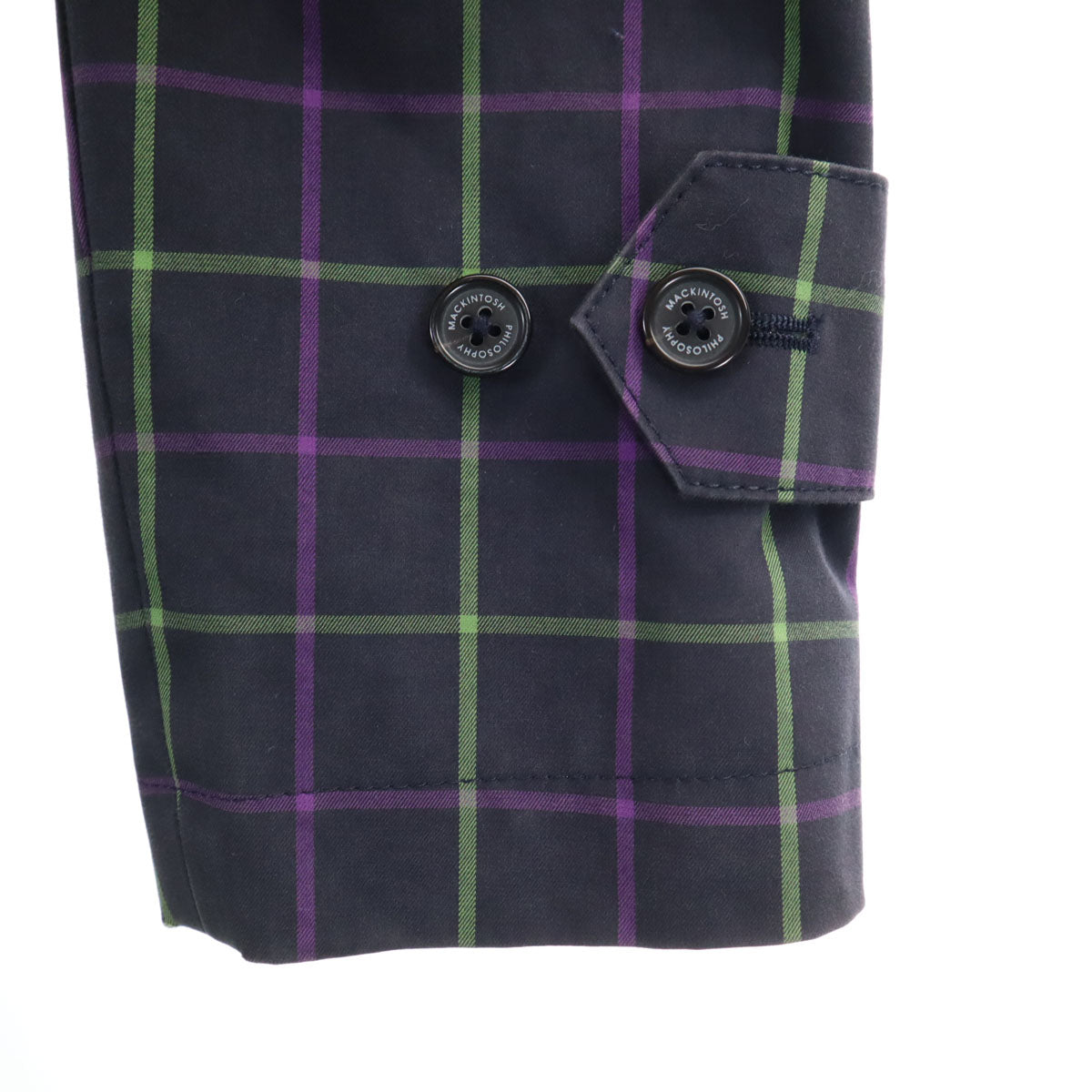 MACKINTOSH PHILOSOPHY マッキントッシュフィロソフィー 日本製 チェック柄 ステンカラーコート 38 チャコールグレー レディース