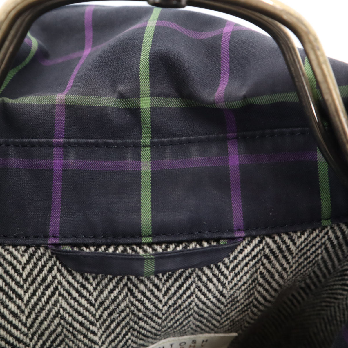 MACKINTOSH PHILOSOPHY マッキントッシュフィロソフィー 日本製 チェック柄 ステンカラーコート 38 チャコールグレー レディース