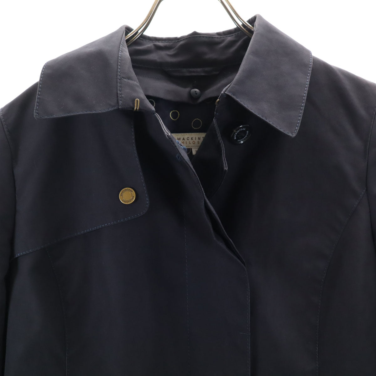 MACKINTOSH PHILOSOPHY マッキントッシュフィロソフィー ステンカラーコート 38 濃紺 中綿ライナー付き レディース