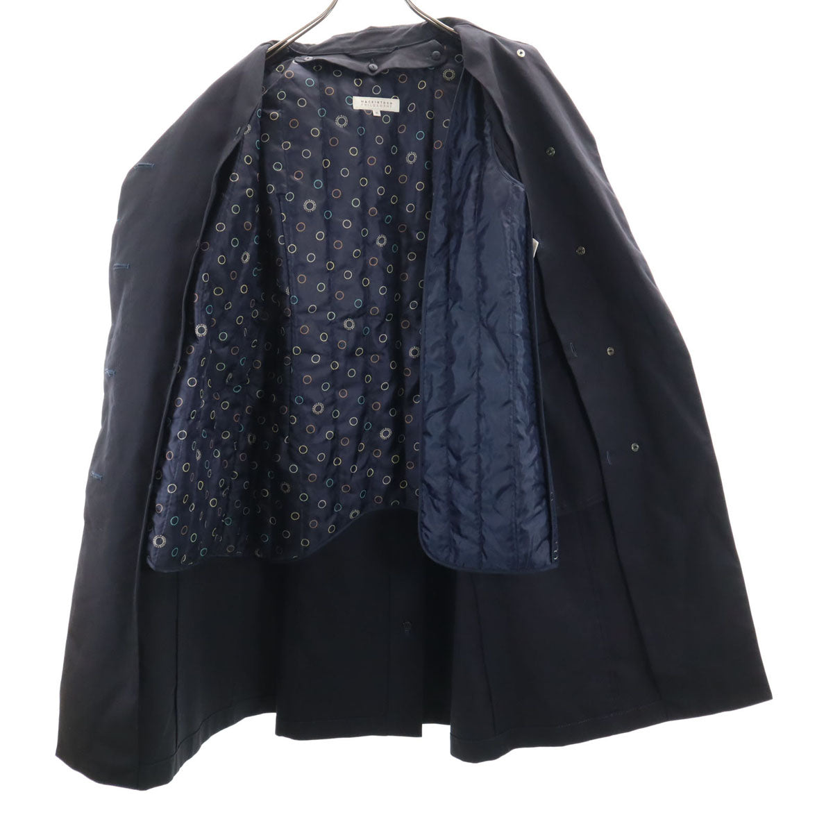 MACKINTOSH PHILOSOPHY マッキントッシュフィロソフィー ステンカラーコート 38 濃紺 中綿ライナー付き レディース