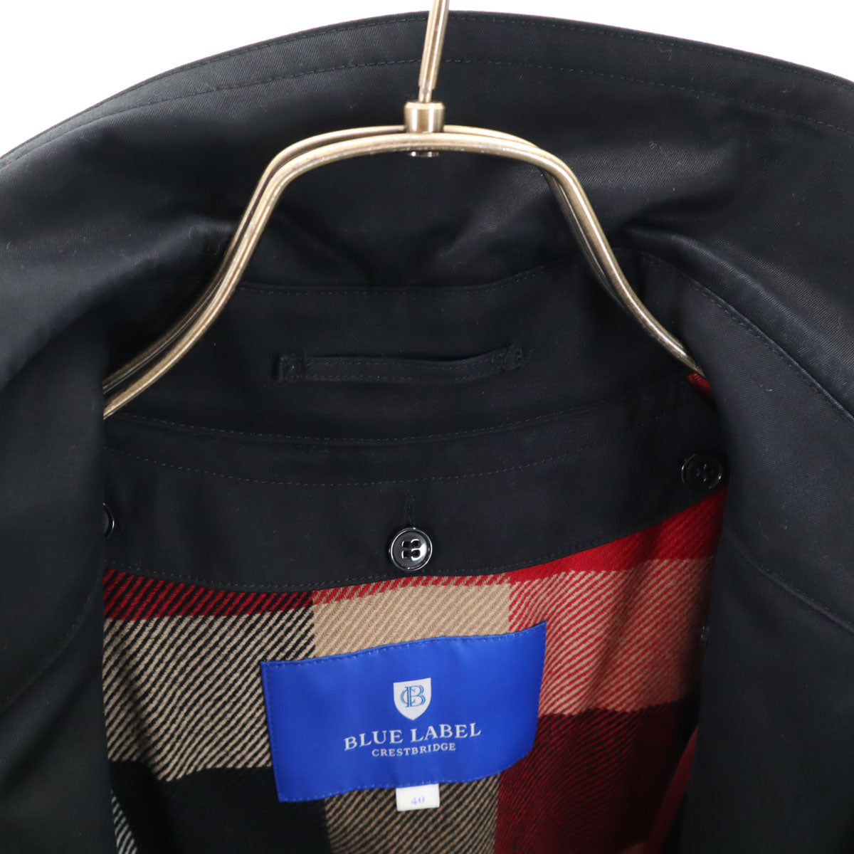 BLUE LABEL CRESTBRIDGE ブルーレーベルクレストブリッジ トレンチコート 40 ブラック ライナー付き レディース