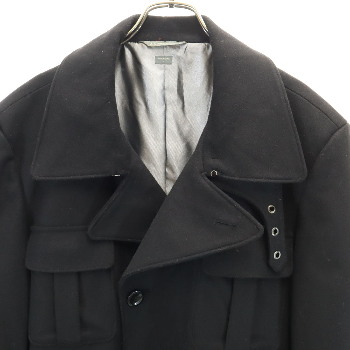 ARMANI EXCHANGE アルマーニエクスチェンジ ウールブレンド トレンチ ジャケット L ブラック メンズ