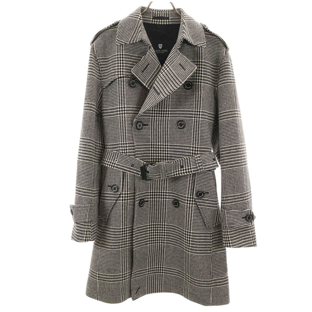 BLACK LABEL CRESTBRIDGE ブラックレーベルクレストブリッジ グレンチェック ツイード トレンチコート M ブラック メンズ