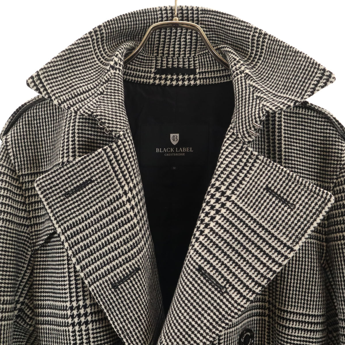 BLACK LABEL CRESTBRIDGE ブラックレーベルクレストブリッジ グレンチェック ツイード トレンチコート M ブラック メンズ