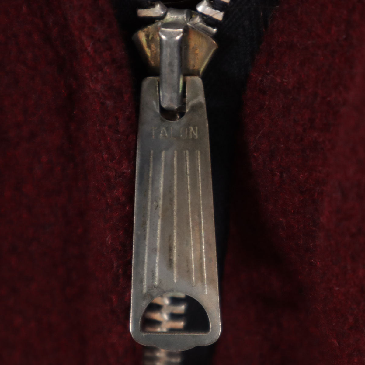 70s ヴィンテージ フーデッド コート 18 ボルドー TALONジップ レディース