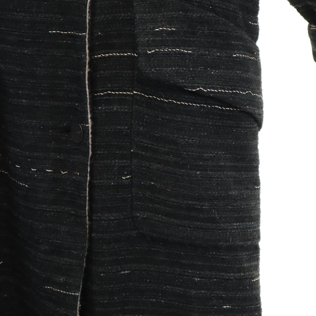 CHANEL シャネル フランス製 レイヤード ロングコート 40 チャコールブラック レディース