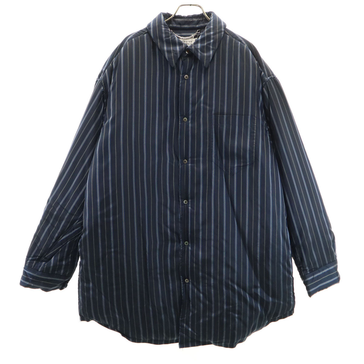 Maison Margiela メゾンマルジェラ イタリア製 ストライプ柄 中綿 シャツジャケット 46 ネイビー メンズ