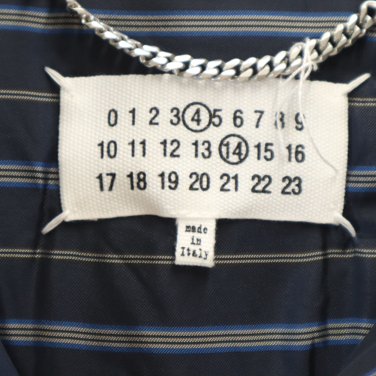 Maison Margiela メゾンマルジェラ イタリア製 ストライプ柄 中綿 シャツジャケット 46 ネイビー メンズ
