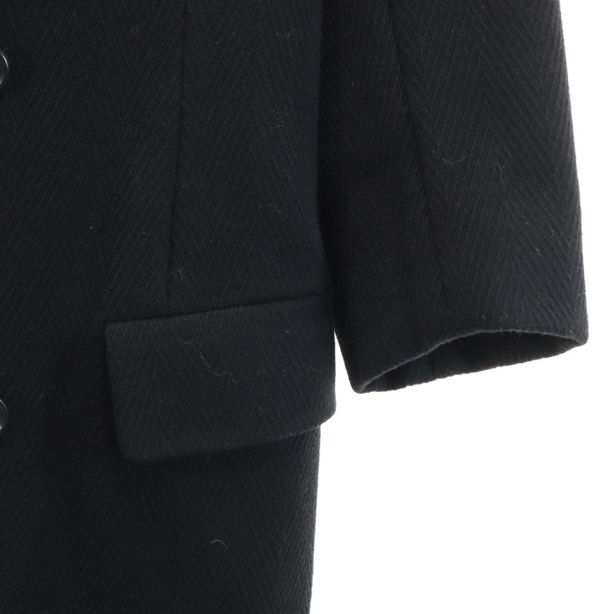 GIORGIO ARMANI ジョルジオアルマーニ 90s イタリア製 オールド ヘリンボーン アルスター コート 48 ブラック メンズ